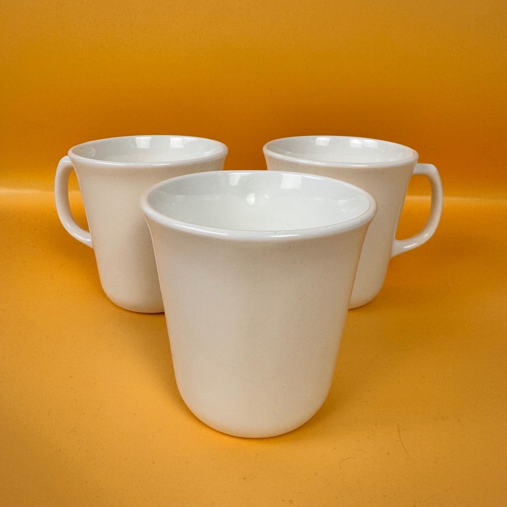 Corning Coffee Mugs 9 oz White Set Of 3 Vintage Vitrelle USA Made